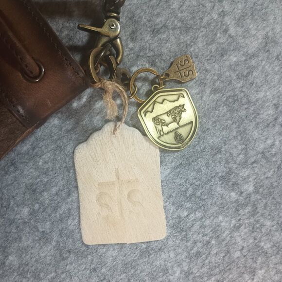 STS Ranch Leather Cowhide Calf Hair Crossbody Bag Purse Brown Rustic Cowgirl - Picture 9 of 9